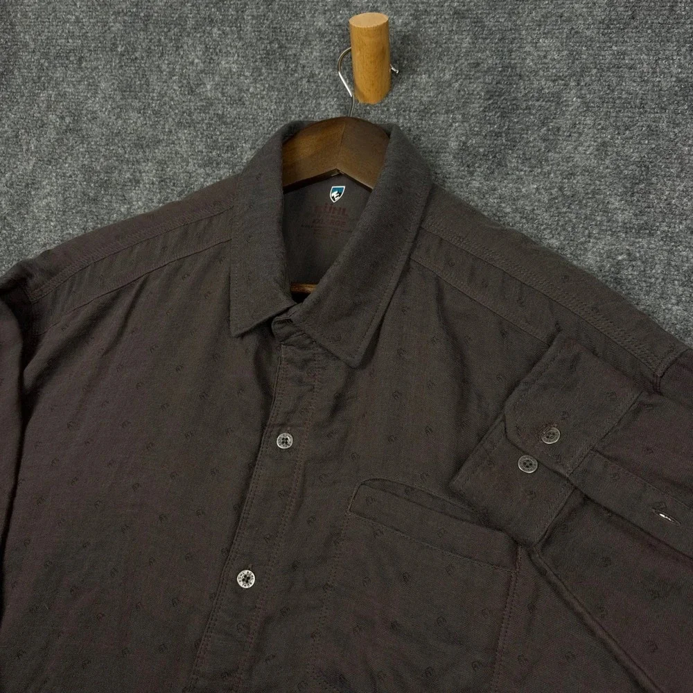 KUHL Shirt Mens XXLarge Brown Long Sleeve Modal Blend Button Down Casual 0402